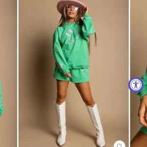 Green Hoodie and Shorts Set